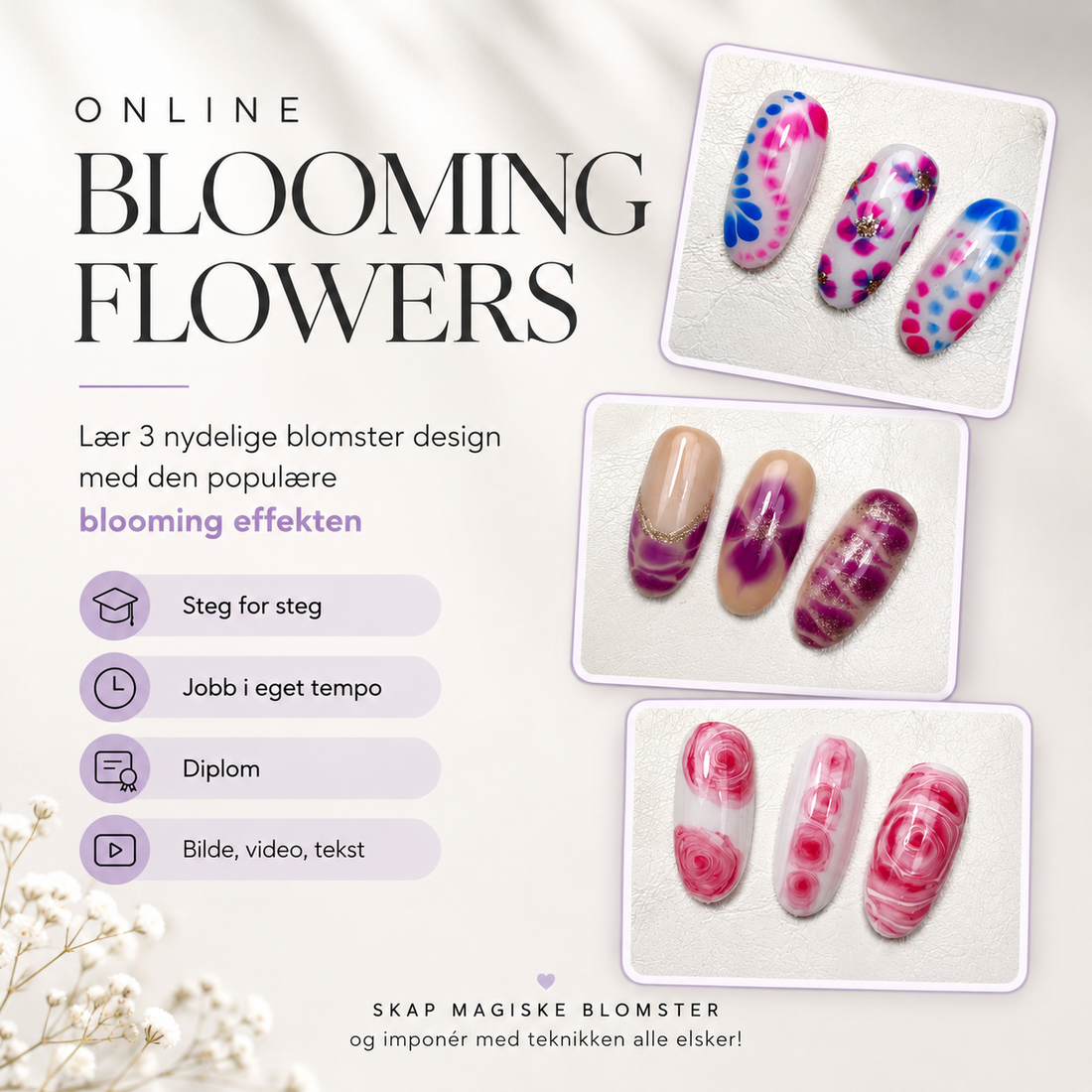 ONLINE BLOOMING FLOWERS VOL 1 (Nail art kurs)